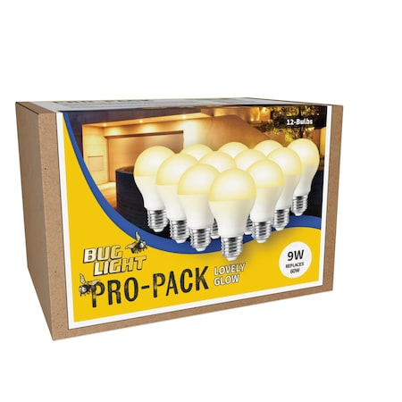 Miracle Led LED Lovely Bug Light Pro-Pack 9W Replaces 60W Lightbulbs, Amber, Deters Insects, 12PK 801988